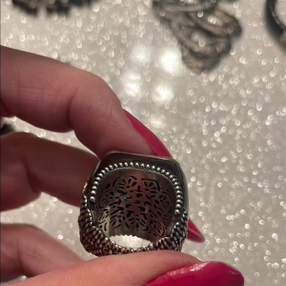 GUCCI emerald Green Silver Ring-161 - Picture 8 of 16